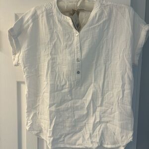 Faherty White Organic Cotton Gauze Henley NWT